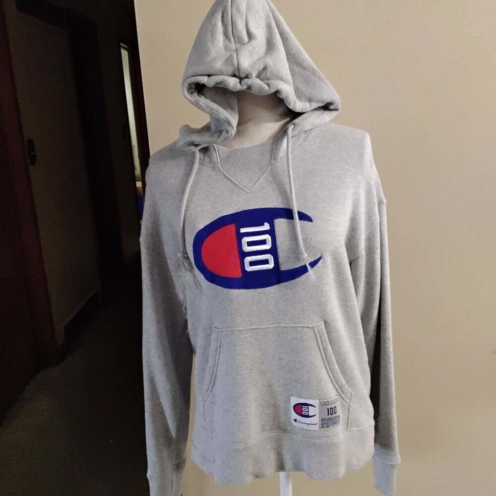 Champion Heather Gray Hoodie with Logo Size S